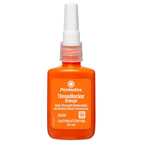 Orange Hybrid Strength Removable Threadlocker For High Torque Hold Delivers Three Times The Prevailing Torque Of Blue Threadlocker While Still Allowing Fasteners To Be Disassembled Perfect For Prolonged Vibration And Heavy Duty Assemblies 10 Ml bottle
