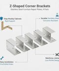 Stainless Steel Corner Brackets For Furniture Repair 4 Pack 90 Degree Joint Reinforcement For Cabinets Drawers And Shelves product display