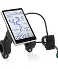 Universal LCD Display Panel for Electric Bicycles and Scooters, showing speed and trip data, supports 24V-60V systems, waterproof.