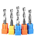 Top Shelf Precision 2 Flute Flat Nose Upcut Carbide Router Bit For Wood Mdf Pvc Cnc Milling Projects Featuring Rugged Blue Coating And Swift Chip Clearance set of five router bits with colorful protective caps