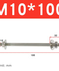 Stainless Steel Heavy Duty Pro Grade Built To Last Double Ended Through Wall Bolt Kit With Nuts And Washers M10 Size 100mm