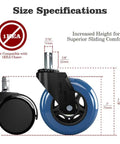 Size specifications for Premium Rubber Office Chair Wheels Replacement Set Of 5 Universal Fit, showing dimensions and compatibility.