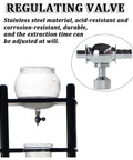 Regulating valve of Badass Cold Brew Coffee Maker With 1000ml Ice Reservoir, featuring stainless steel and adjustable extraction.