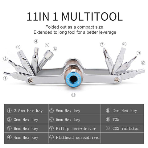11 In 1 Bike Tool Multitool Kit With Chain Tool, Torx, Hex, Screwdriver Bits And CO2 Inflator For Road And Mountain Bikes, Ultra Lightweight, Compact Cycling Repair Tool For Quick Field Fixes And On The Go Maintenance