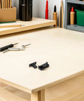 Push On Quick Fitting Furniture Panel Clips 12 pcs on wooden table with tools