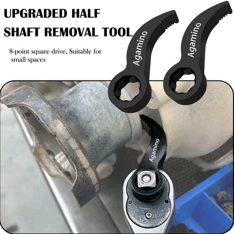 Beefy Heavy Duty Pry Bar Wrench Adaptor Head For Half Inch Ratchet, in use with 8-point square drive on auto part.