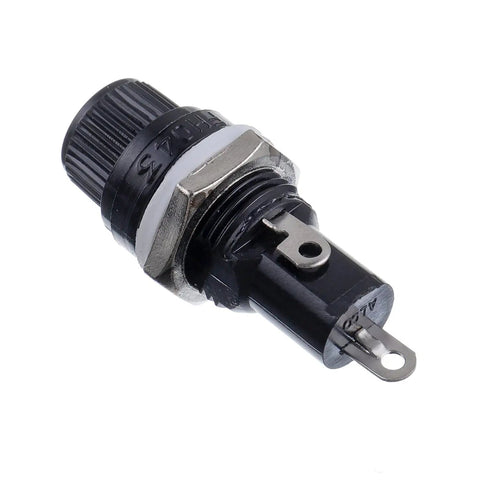 Panel Mount 5X20MM Black Screw Cap Fuse Holder Kit With 10A And 15A Quick Blow Glass Fuses, 250V 10A And 125V 15A Rated, single holder