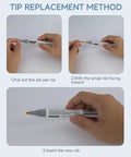 Tip replacement method for SP83 Touch Up Paint For iPhone 14 And 14 Plus Scratch Repair Pen With Replacement Tip in three steps
