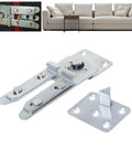 Rock Solid Sectional Couch Connectors With Upgraded Sofa Hinge Brackets Heavy Duty Steel Furniture Joiner Kit close-up of connectors