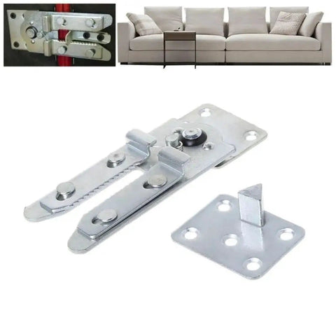 Rock Solid Sectional Couch Connectors With Upgraded Sofa Hinge Brackets Heavy Duty Steel Furniture Joiner Kit close-up of connectors