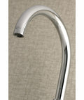 Close-up of Concord 8 Inch Adjustable Center Wall Mount Kitchen Faucet in Polished Chrome, showcasing sleek spout and modern design.