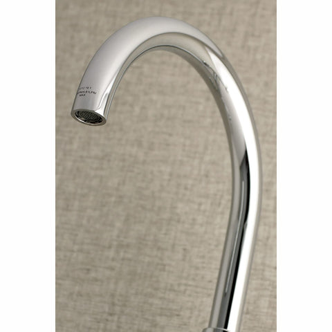 Close-up of Concord 8 Inch Adjustable Center Wall Mount Kitchen Faucet in Polished Chrome, showcasing sleek spout and modern design.