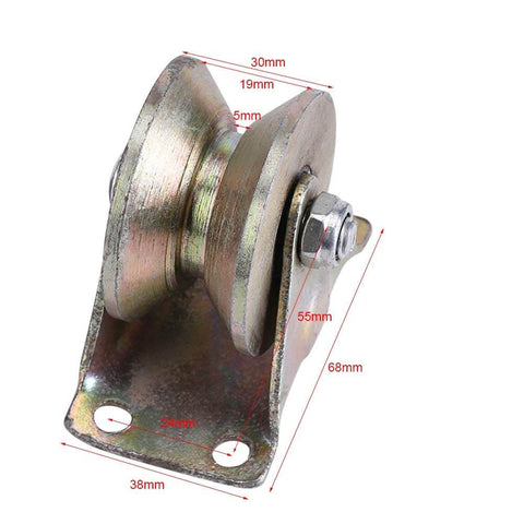 2 Inch V Type Sliding Gate Roller Set For Heavy Duty Steel Wheel Track Rail Ideal For Sliding Gates Rolling Gates Inverted Track And Industrial Machines Rail Delivers Quiet Operation Vibration Dampening Durable Steel Construction, side view