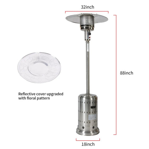 Powerful 48000 BTU Outdoor Patio Heater With Wheels And Cover Propane Stainless Steel Burner Easy Ignition And Adjustable Heat