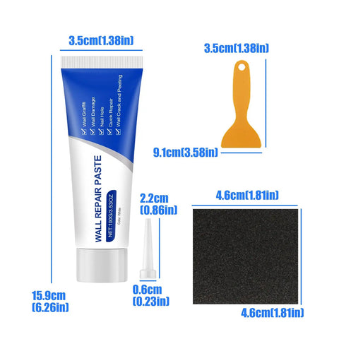 Wall Crack Repair Paste Drywall Patch Kit With Squeeze Nozzle Sandpaper And Scraper Quick Drying Wall Mending Agent