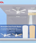 Diagram of a 52 Inch Low Profile Ceiling Fan With Lights And Remote Control, White Finish, Flush Mount, ideal for living room