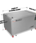 Top Shelf Ultrasonic Parts Washer Uses Rock Solid Three Phase Power To Blast Stubborn Oil Grease And Machining Debris From Metal Tools.