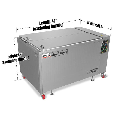 Top Shelf Ultrasonic Parts Washer Uses Rock Solid Three Phase Power To Blast Stubborn Oil Grease And Machining Debris From Metal Tools.