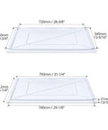 No Hassle Drywall Access Panel, 14 X 29 Inch Abs Plastic Removable Wall Cover dimensions shown in white plastic finish.