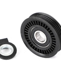 Heavy Duty 2 Pack Belt Idler Pulley Set For Subaru Baja 2003 To 2006 Impreza Legacy Outback Reliable Replacement Part Fits Oem Numbers 73131-FC000 And 73134-AC001 Durable Black Finish, black pulley set on white