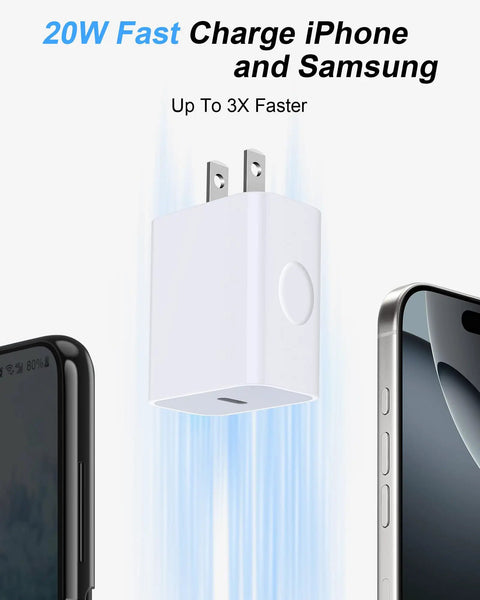 20W USB C Fast Charger Block With PD 3.0 For iPhone And iPad, On The Go Ready Type C Wall Plug charging iPhone and Samsung