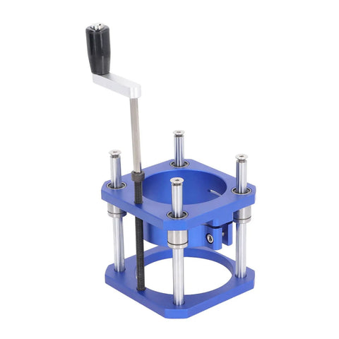 Boss Level Adjustable Router Lift Base Zero Sweat Height Adjustments Heavy Duty Aluminum Build For Serious Woodworkers with lever.