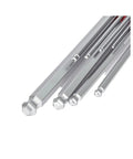 Heavy Duty 9Pcs Hex Key Set With Ball End Design, Long Arm Wrench Kit For Versatile Repair Jobs That Make Bending And Tightening Tasks A Total Breeze. Silver metric hex keys close-up