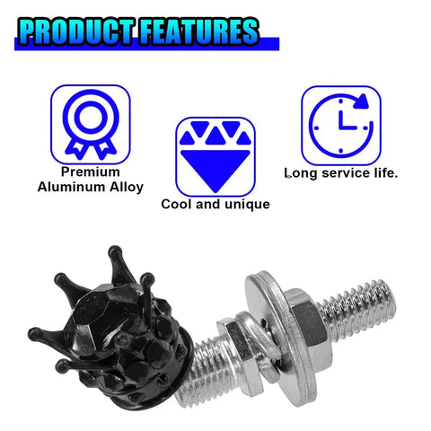 Fresh Swag Heavy Duty Bling License Plate Screw Kit With Rhinestone Diamond Crown Bolts aluminum alloy hardware showcase.