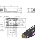 Rock Solid Precision Motorized Linear Translation Stage Featuring Electric Displacement Slide And Heavy Duty Stepper Actuator dimensions and design blueprint.