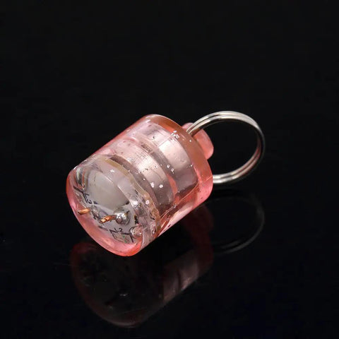 Pink 5 Pack LED Fishing Lights For Deep Water Drops, Underwater Round Squid Strobe Bait Lure with metal ring attachment