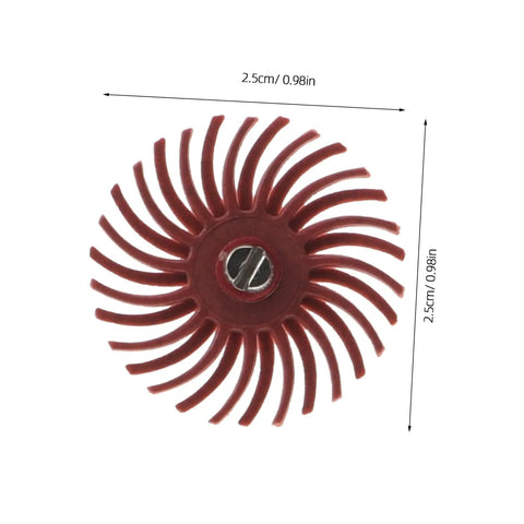 Radial Bristle Disc Buffing Wheel Kit With 3mm Shank For Fine Detailing, 2.5cm diameter, spiral flap design for rotary tools.