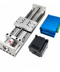 Heavy Duty Double Linear Rail Motion Stage With Precision Ball Screw Drive components including motor and controller for CNC tasks.