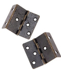 Two Pack Zinc Alloy Cabinet Door Hinge Set 43 By 17 mm in antique bronze finish for vintage furniture hardware