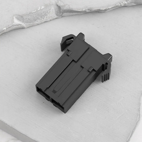 Rock Solid 2 Pin Fuse Holder Fixed Socket Drops Right In For No Sweat MPN 601047 for zero turn lawn mowers, black plastic design.