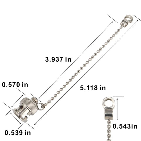 Waterproof BNC Dust Cap With Chain Protective Cover For Female Jack Connector RF Coaxial Adapter Nickel Plated dimensions shown