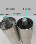 Heavy Duty Stainless Steel Furniture Legs Set with adjustable cabinet feet, showing iron pillar and 8-35cm measurements