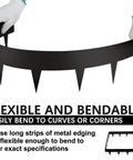 Hands bending 10 Pack Galvanized Steel Landscape Edging 4.5 Inch High Black Powder Coated Bendable Hammer In Border
