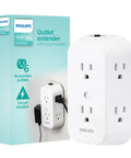 Heavy Hitter Six Outlet Wall Tap Extender And MultiPlug Power Splitter With Three Sided Design for bulky adapters with circuit breaker.