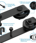 Detailed view of components in 11Ft Four Doors Double Track Bypass Sliding Barn Door Hardware Kit, showing steel rails and bearings.