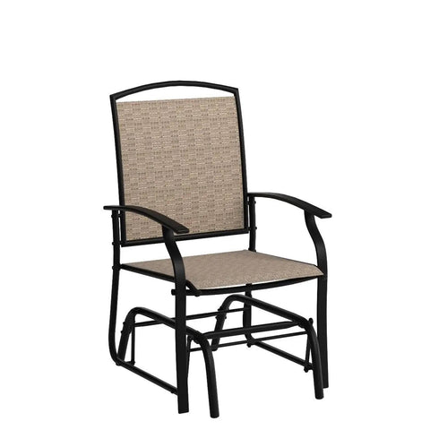 Outdoor Glider Chairs Set Of 2 With Sturdy Metal Frame And Breathable Mesh, Porch Lounge Swing Rocker, beige mesh chair
