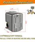 Water Well Pressure Switch With Auto Control For Well Pump System Adjustable 40 To 60 PSI Differential Setting One Quarter Inch Female NPT