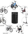 Insulated Bike Water Bottle Holder Bag With Phone Storage For Kids And Adults No Tool Needed Mount On Handlebar Keeps Drinks Cold Or Warm Fits Mountain Cruiser Exercise Bikes And Walkers Black shown with compatible bikes and equipment.