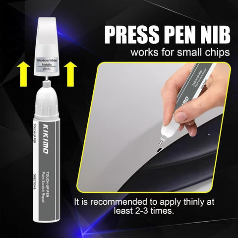 Mazda Jet Black Mica 41W Touch Up Paint 2 In 1 Scratch Repair Kit With Pen Tip And Brush Color Matched shown applying on car