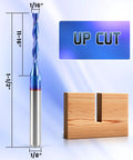 CNC Router Bits Set 1/8 Inch Shank 1/16 Inch Cutting Diameter Two Flute Upcut Flat Nose Carbide End Mills For Wood PVC MDF Hardwood 10Pcs Perfect For DIYers Carving Engraving 3D Relief And Sculpting Projects shown with size dimensions