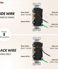 Heavy Duty 20 Amp Tamper Resistant Decorator Outlet Nema 5-20R Residential Receptacle with wiring options diagram.