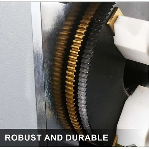 Close-up of internal gears showing robust design of No Sweat Manual Internal Ring Engraving Machine With Precision Double Sided Dial.