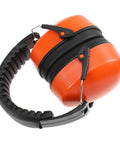 Heavy Duty Hearing Protection Earmuffs Built To Crush Nasty Workshop And Factory Noise Solid Sound Insulation Headband in bright orange.