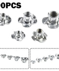 90 Piece Four Prong Tee Nuts Zinc Plated For M3 M5 M6 M8 Threaded Fasteners Beefy And Reliable Heavy Duty Blind Nut Captive Set
