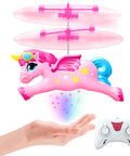 Magical Flying Unicorn Toy For Girls With LED Lights Fairy Flying Ball Helicopter Drone For Indoor Play, remote included
