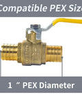 Five Pack 1 Inch By 1 Inch PEX Ball Valve Full Port Water Shut Off Kit With Ten Stainless Steel Cinch Crimp Rings UPC Certified Easy Clamp